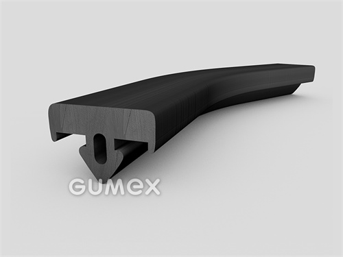 Pryžový profil tvaru "T" s dutinkou, 22x33,5/14mm, 70°ShA, EPDM, -40°C/+100°C, černý